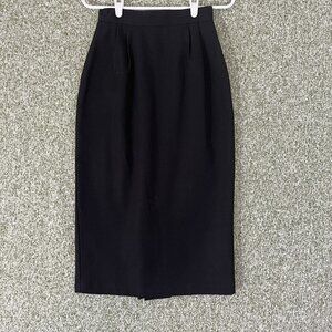 Michele Skirts Womens Extra Small Black Wool Straight Pleats Midi Kick Pleat